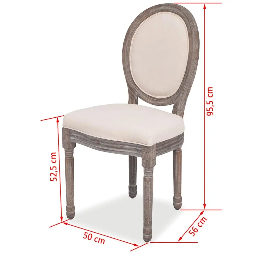 Cream Linen Dining Chairs Set of 4 with Foam Padding