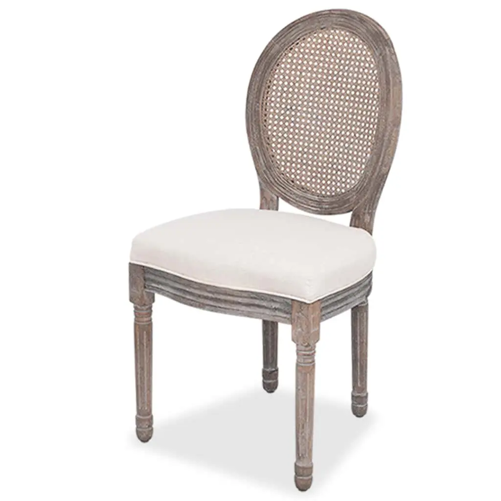 Cream Fabric Dining Chairs with Wooden Frames