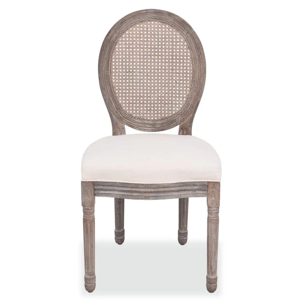 Cream Fabric Dining Chairs with Wooden Frames