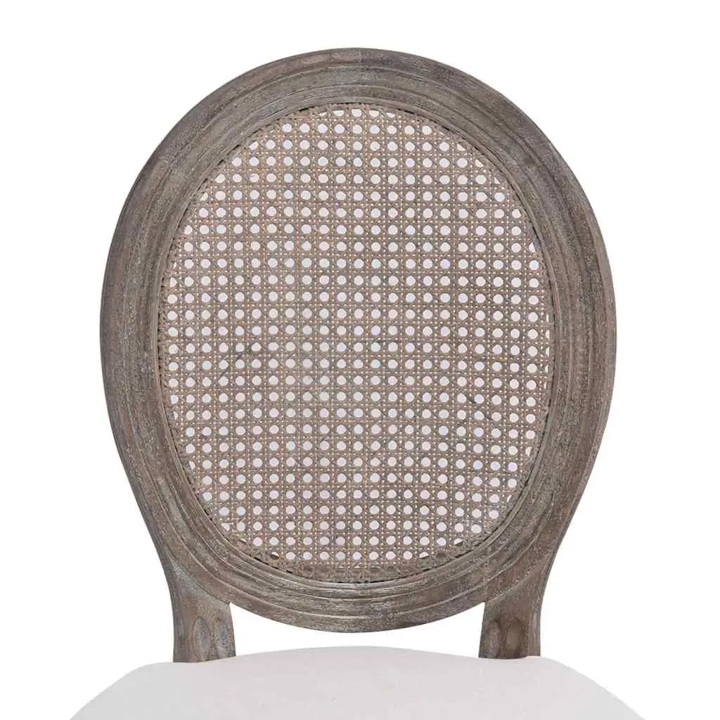 Cream Fabric Dining Chairs with Wooden Frames