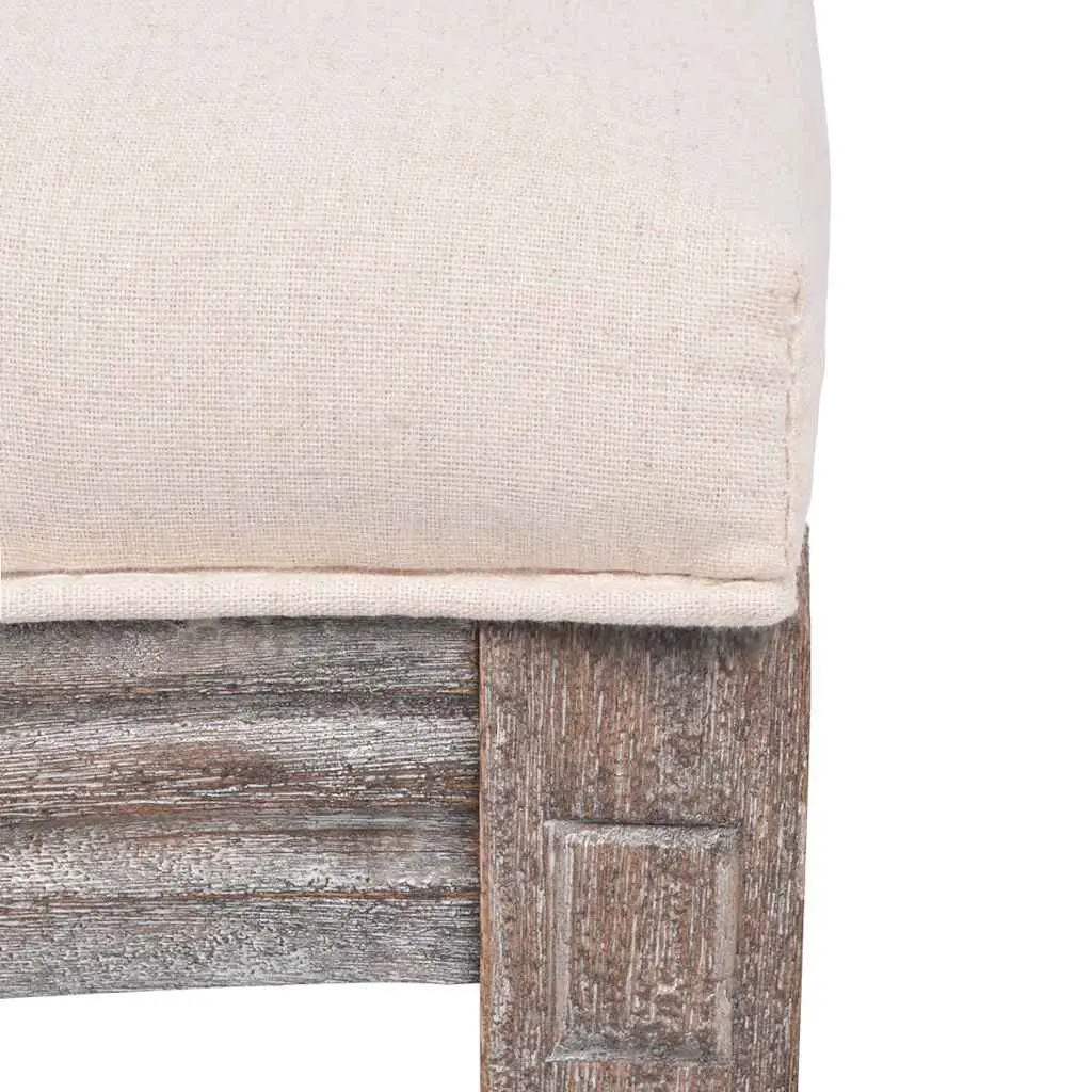 Cream Fabric Dining Chairs with Wooden Frames