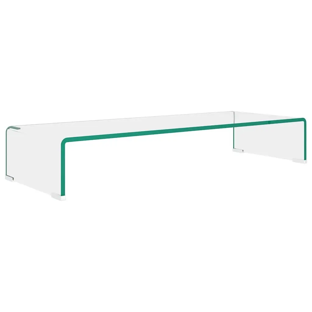 TV Stand Monitor Riser Glass Shelf Tempered Clear Desktop Laptop Display Raiser