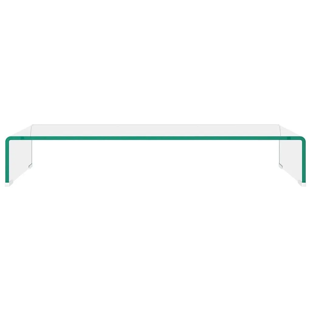 TV Stand Monitor Riser Glass Shelf Tempered Clear Desktop Laptop Display Raiser