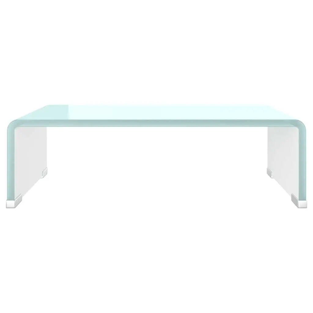 Glass TV Stand Monitor Riser Green Tempered Desktop Shelf Multimedia Device