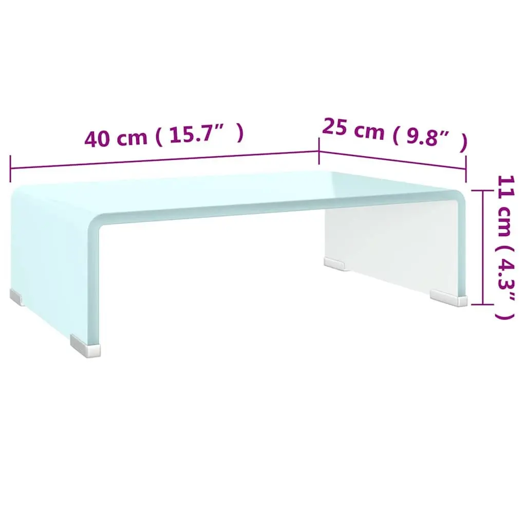 Glass TV Stand Monitor Riser Green Tempered Desktop Shelf Multimedia Device
