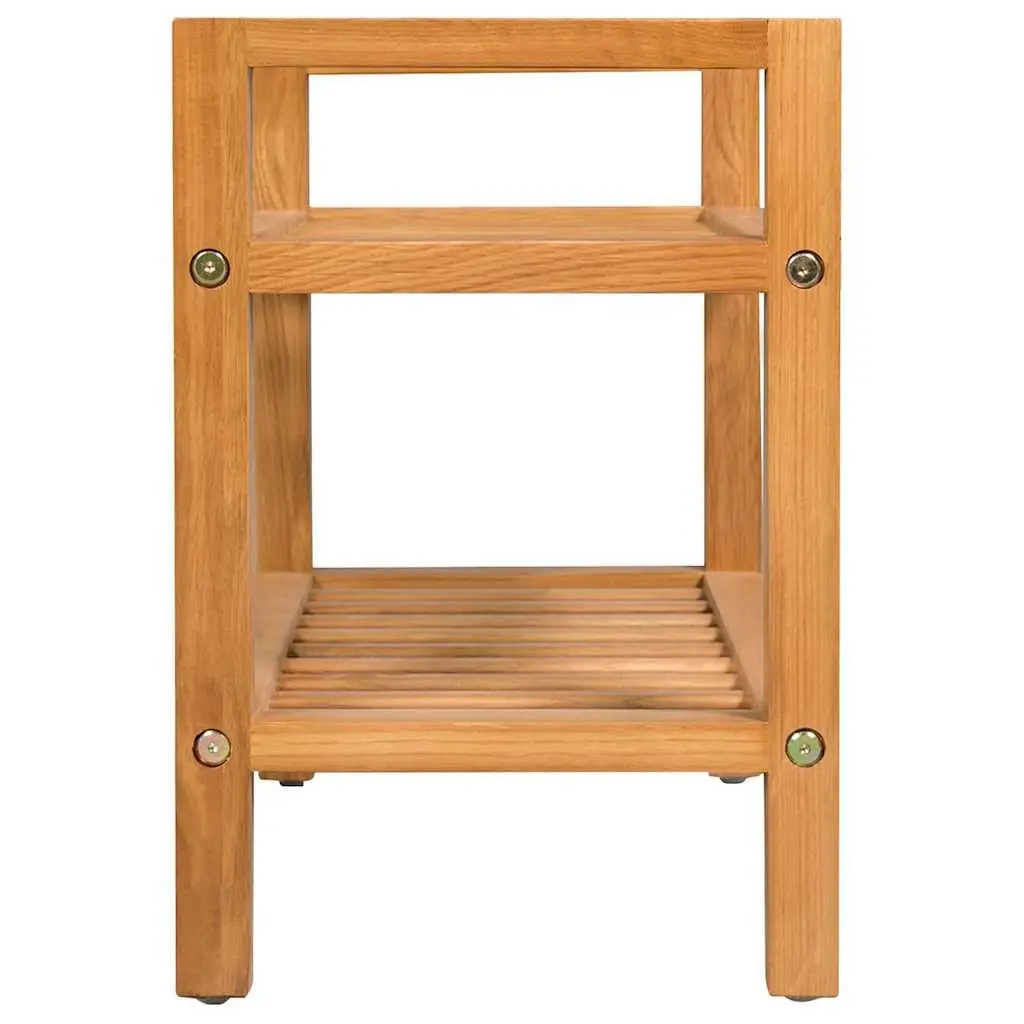 Shoe Rack Storage Organiser 2 Shelves Solid Oak Wood Compact Brown