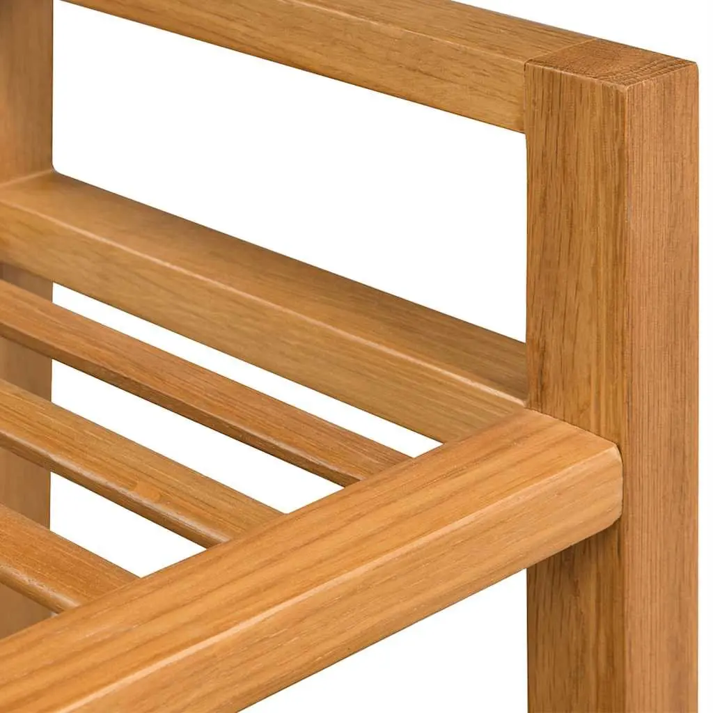 Shoe Rack Storage Organiser 2 Shelves Solid Oak Wood Compact Brown