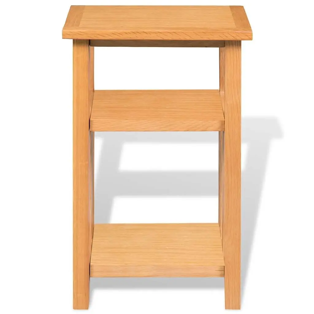 End Table with Magazine Shelf Living Room Accent Solid Oak Wood Brown 27x35x55cm