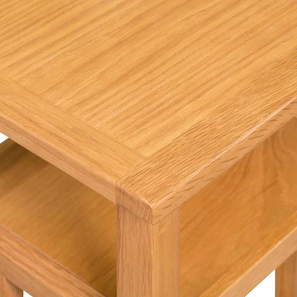 End Table with Magazine Shelf Living Room Accent Solid Oak Wood Brown 27x35x55cm