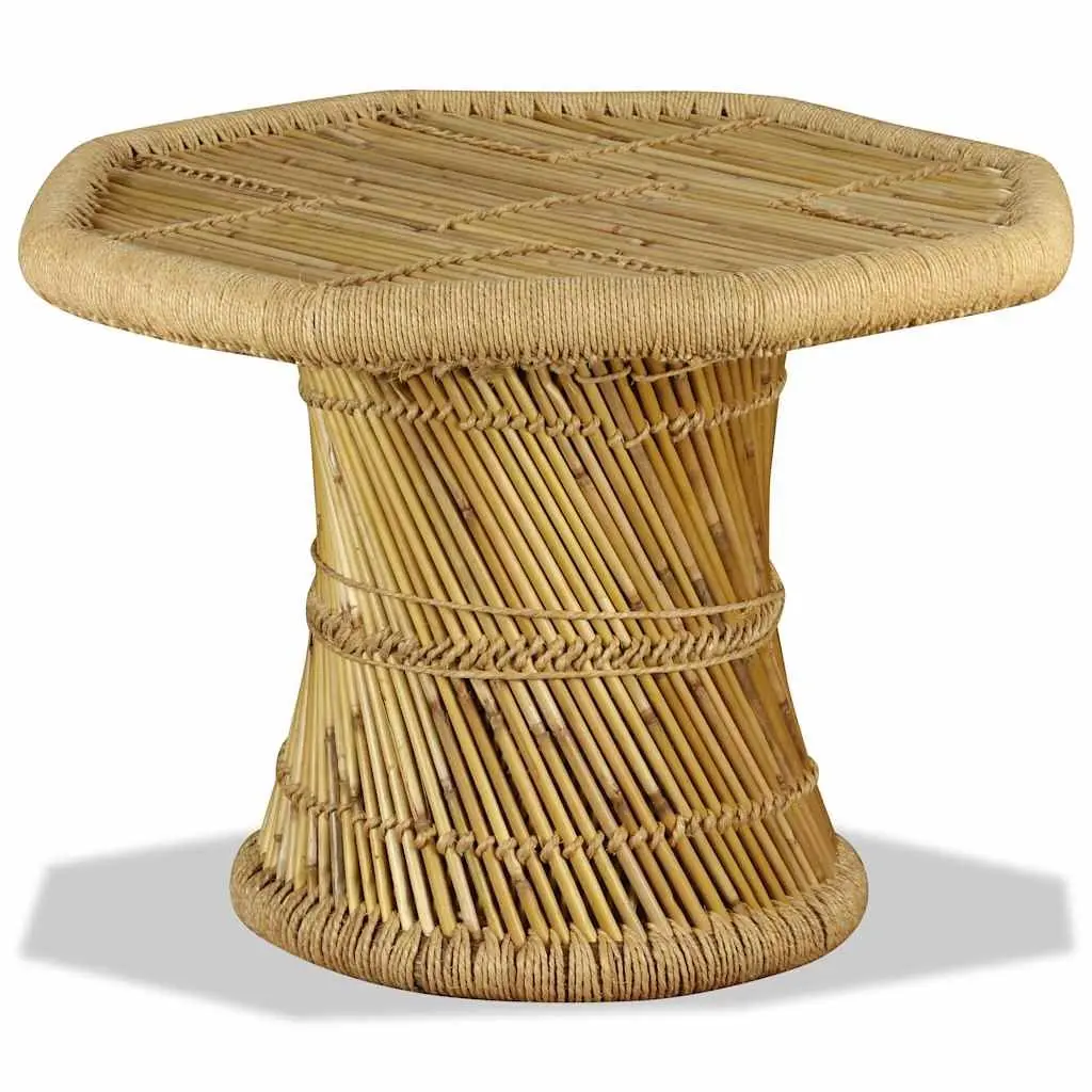 Octagon Coffee Table in Natural Bamboo & Jute
