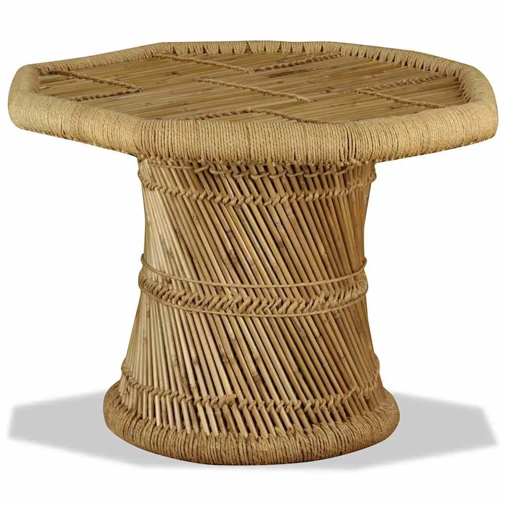 Octagon Coffee Table in Natural Bamboo & Jute