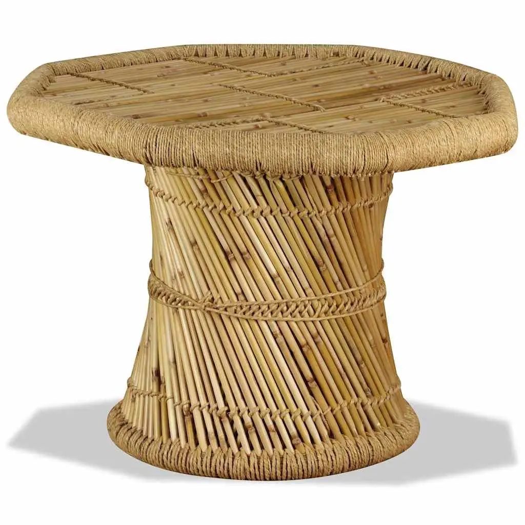 Octagon Coffee Table in Natural Bamboo & Jute