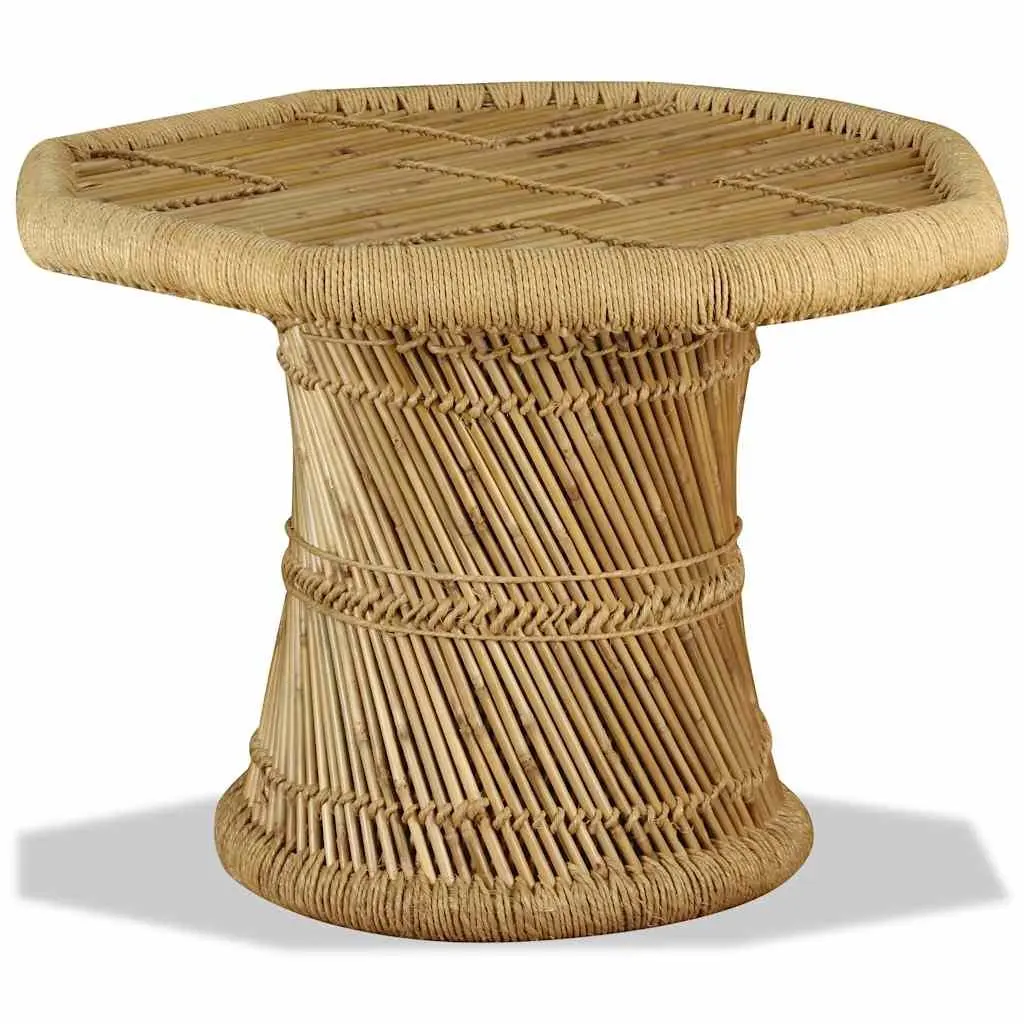 Octagon Coffee Table in Natural Bamboo & Jute