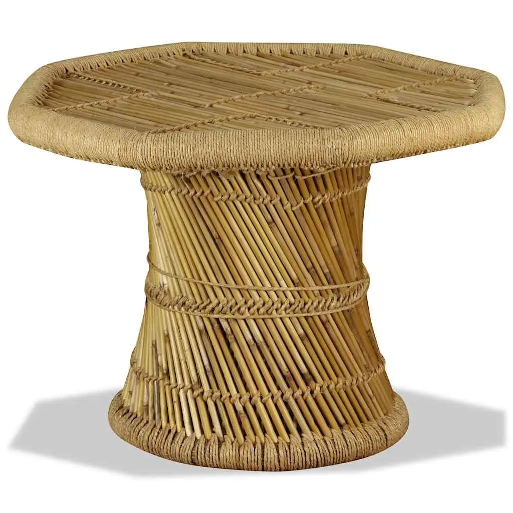 Octagon Coffee Table in Natural Bamboo & Jute