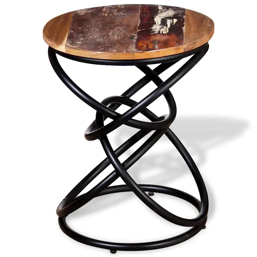 End Table Vintage Side Coffee Table Solid Reclaimed Wood Multicolour