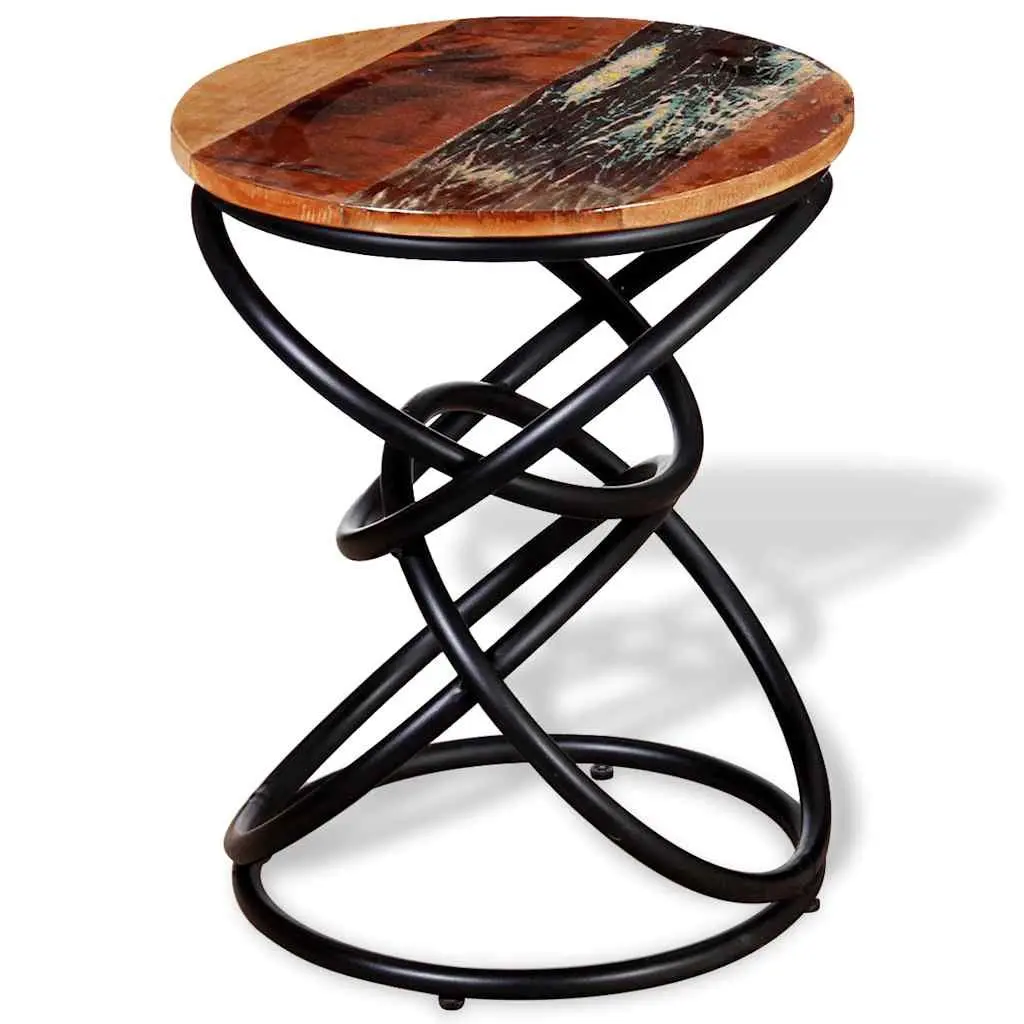 End Table Vintage Side Coffee Table Solid Reclaimed Wood Multicolour
