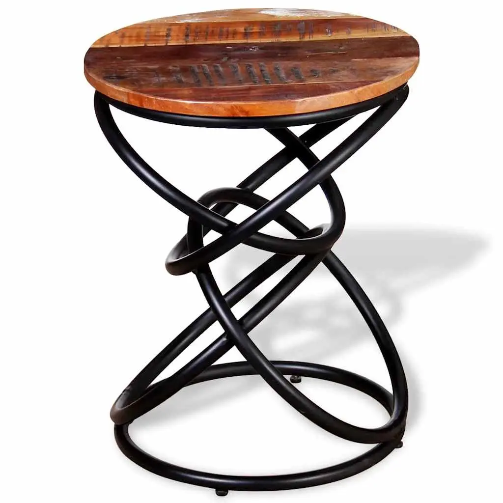 End Table Vintage Side Coffee Table Solid Reclaimed Wood Multicolour