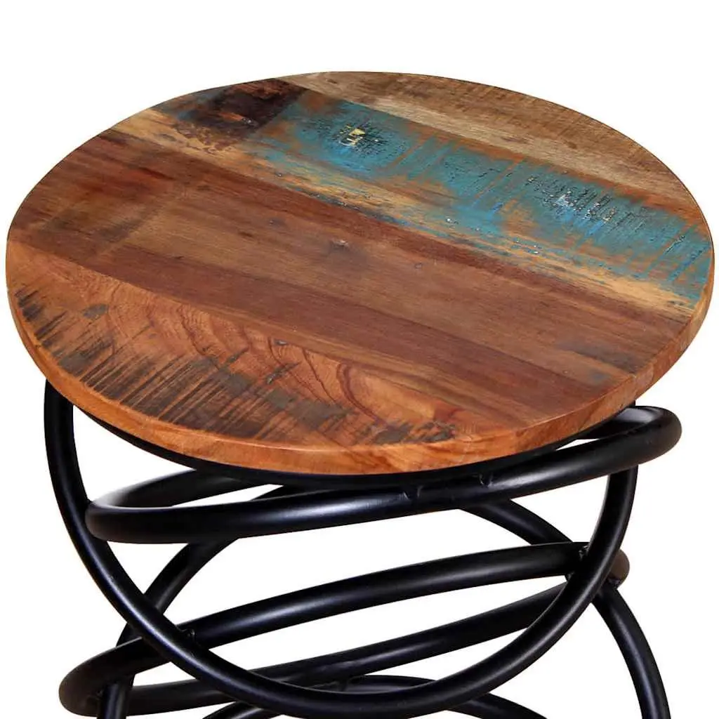 End Table Vintage Side Coffee Table Solid Reclaimed Wood Multicolour