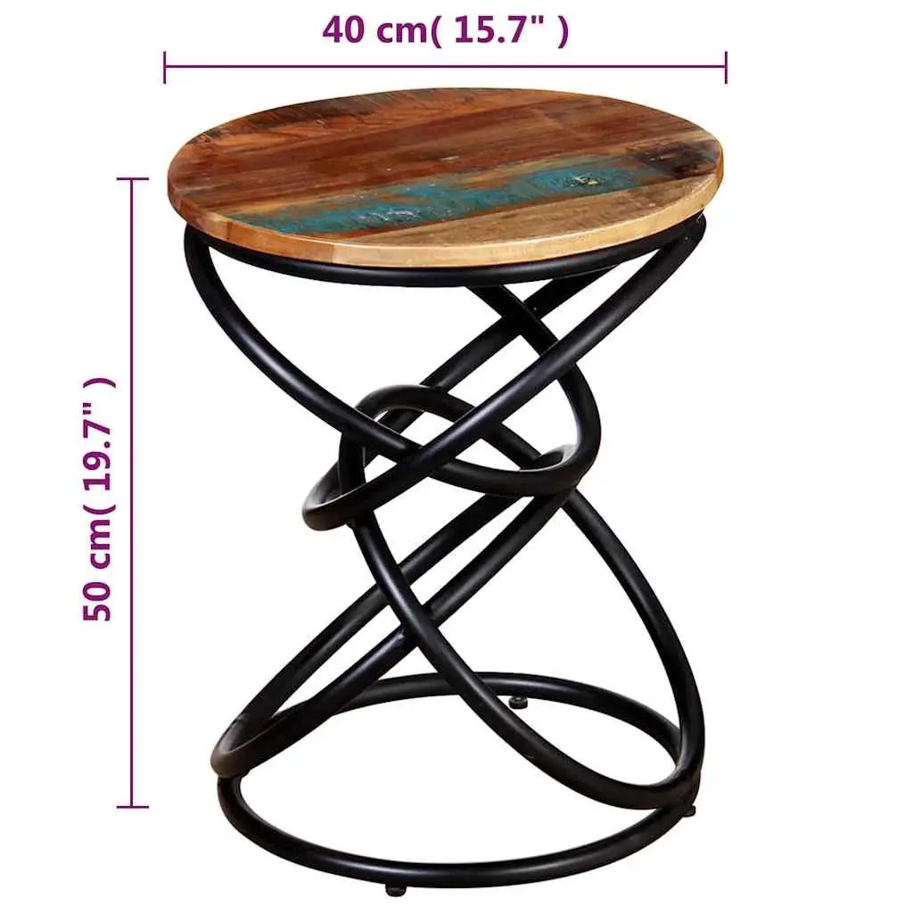 End Table Vintage Side Coffee Table Solid Reclaimed Wood Multicolour