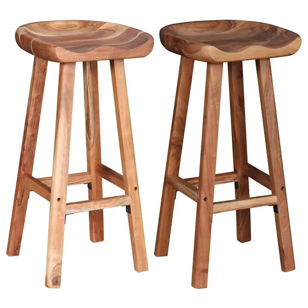 Brown Bar Stools Made from Solid Acacia Wood