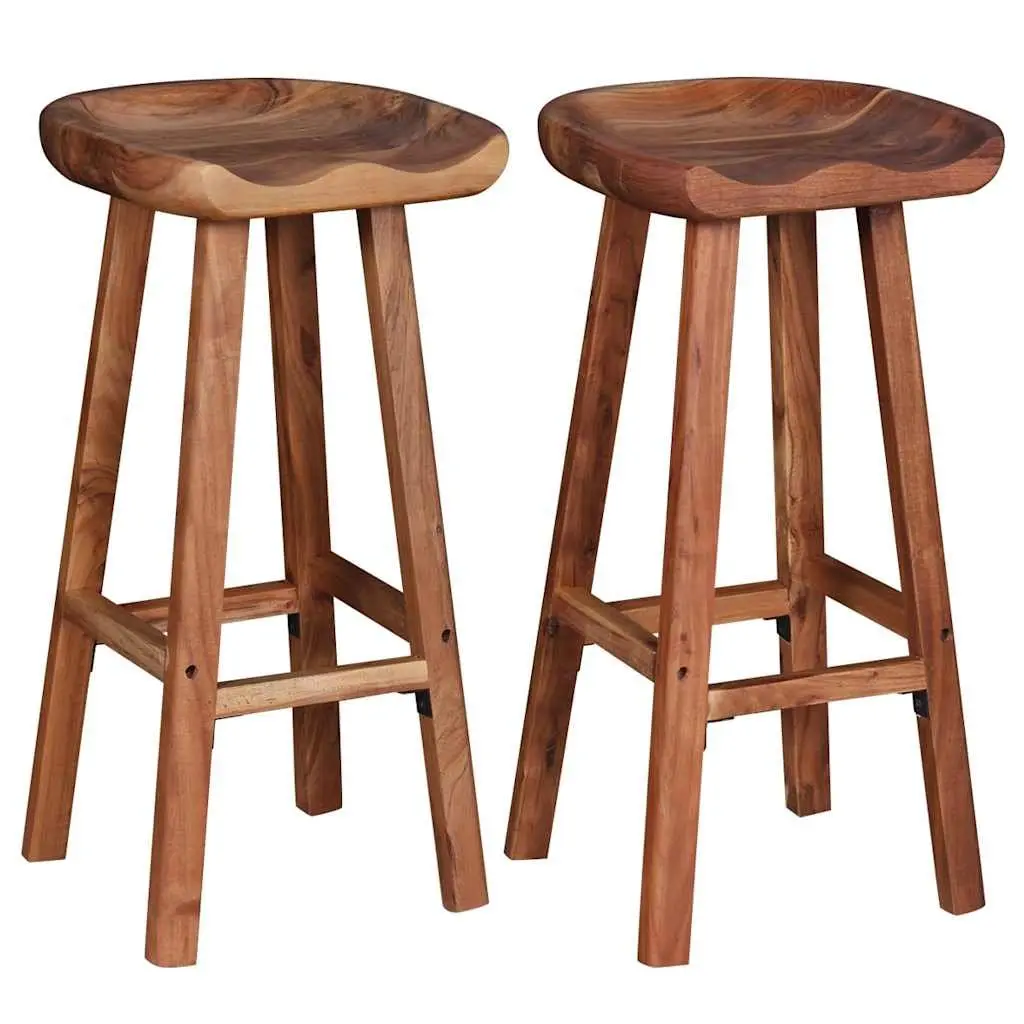 Brown Bar Stools Made from Solid Acacia Wood
