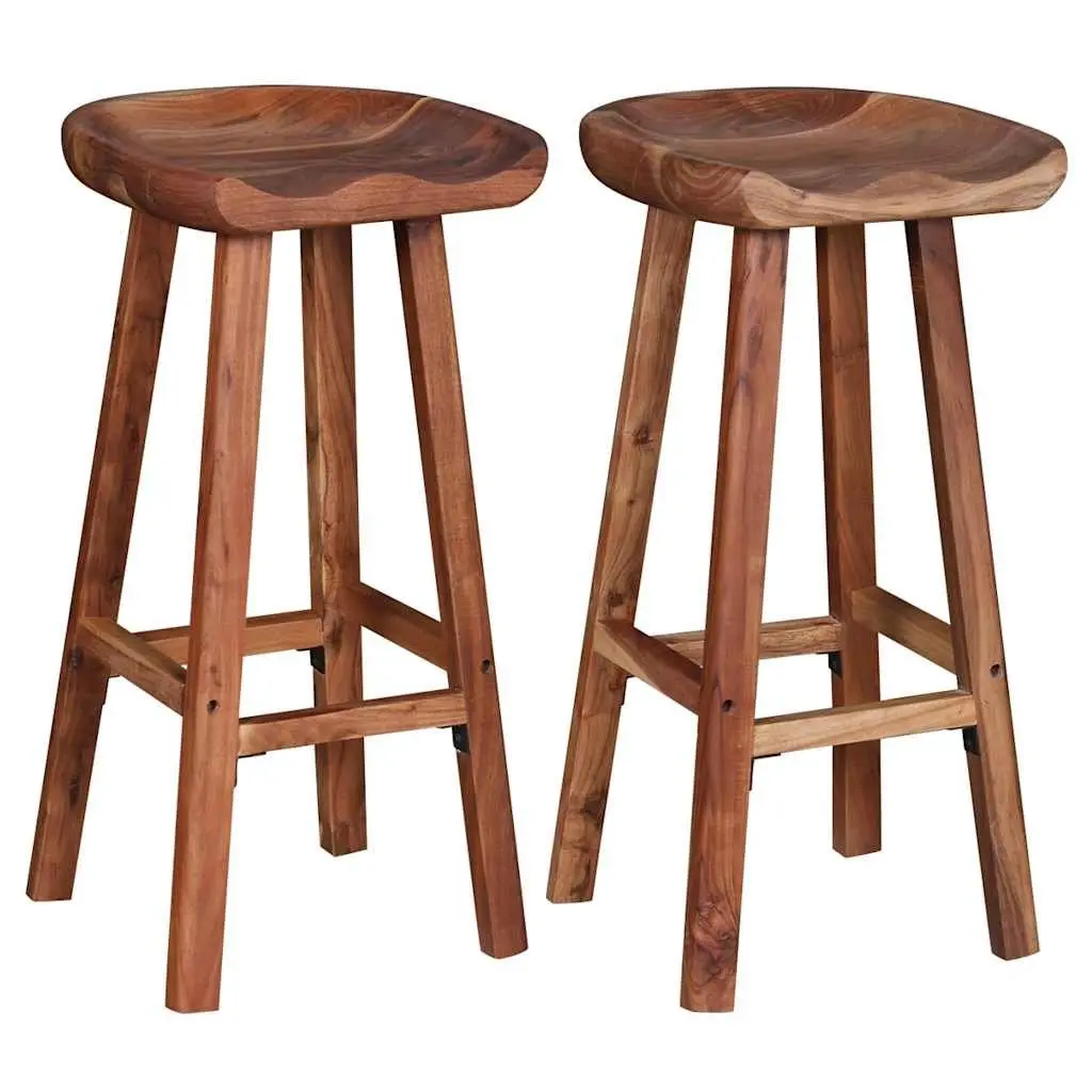 Brown Bar Stools Made from Solid Acacia Wood