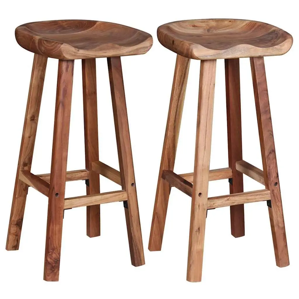 Brown Bar Stools Made from Solid Acacia Wood