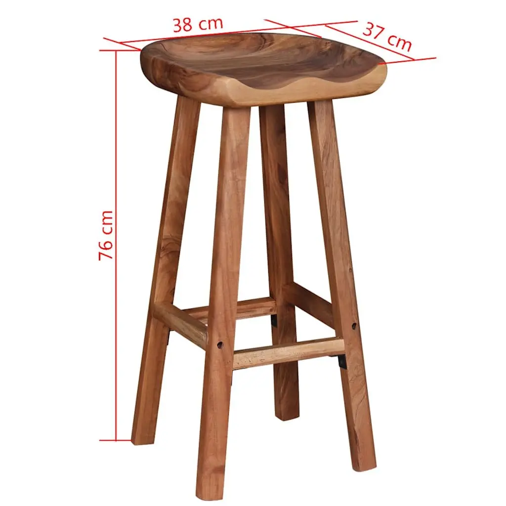 Brown Bar Stools Made from Solid Acacia Wood