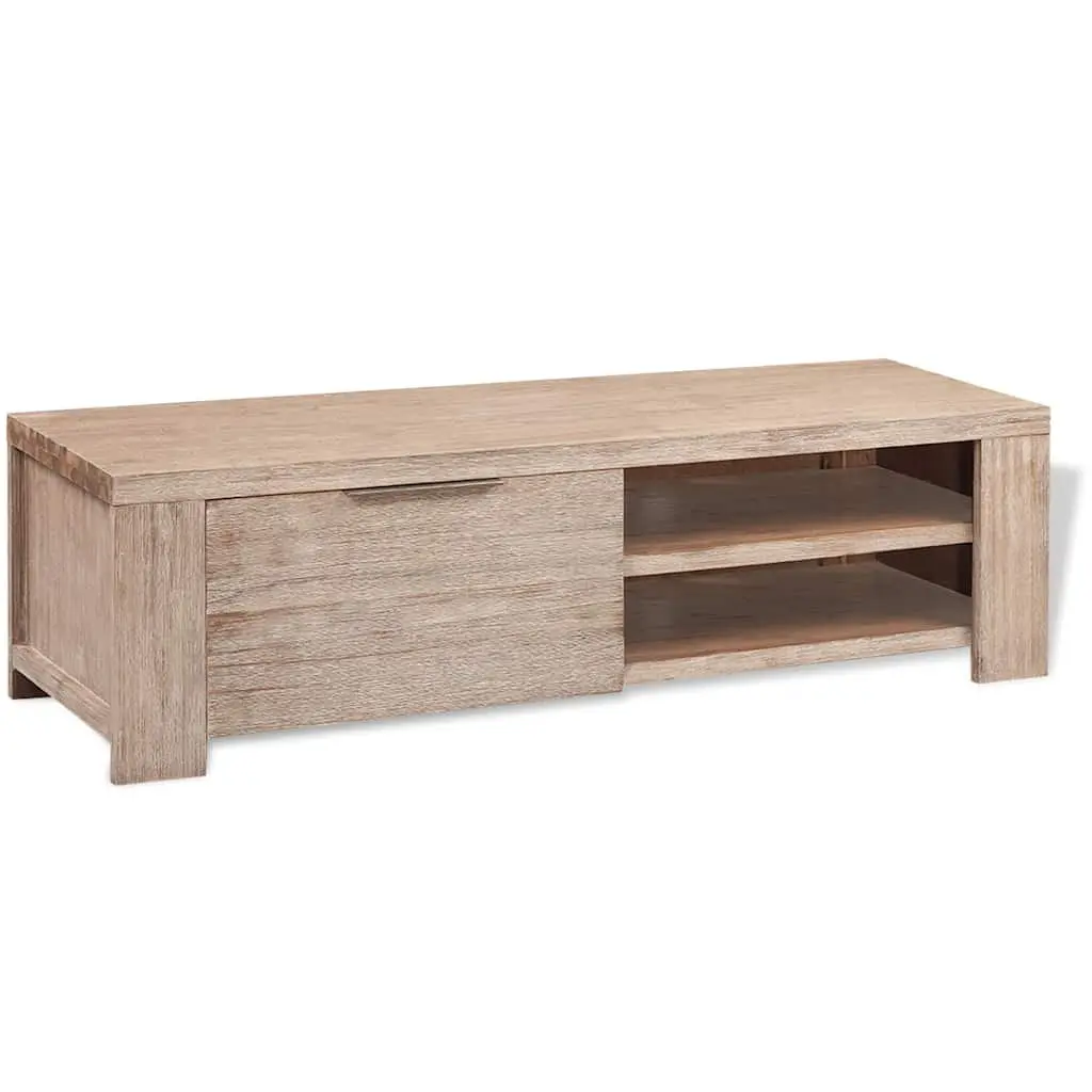 TV Cabinet Solid Acacia Wood Storage Unit 140 x 38 x 40 cm Beige