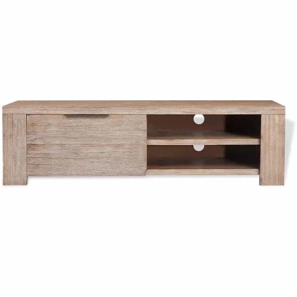 TV Cabinet Solid Acacia Wood Storage Unit 140 x 38 x 40 cm Beige