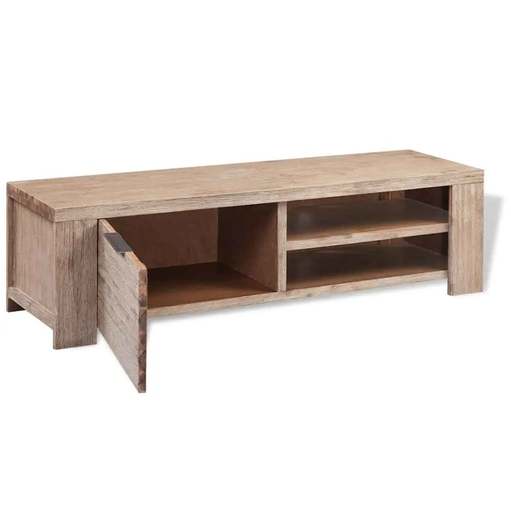 TV Cabinet Solid Acacia Wood Storage Unit 140 x 38 x 40 cm Beige