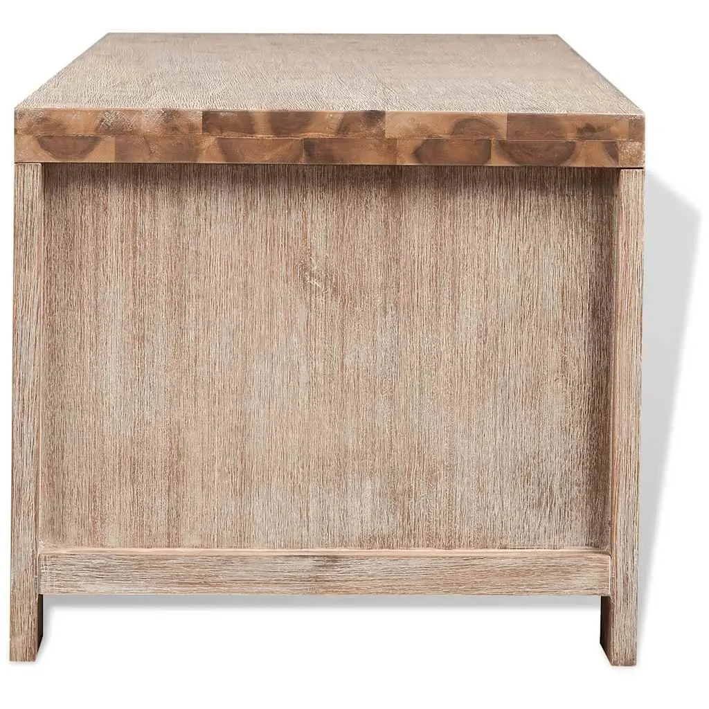 TV Cabinet Solid Acacia Wood Storage Unit 140 x 38 x 40 cm Beige