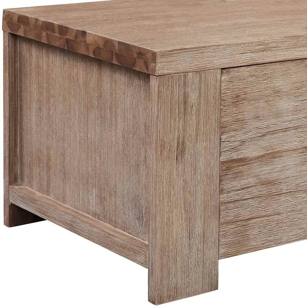 TV Cabinet Solid Acacia Wood Storage Unit 140 x 38 x 40 cm Beige