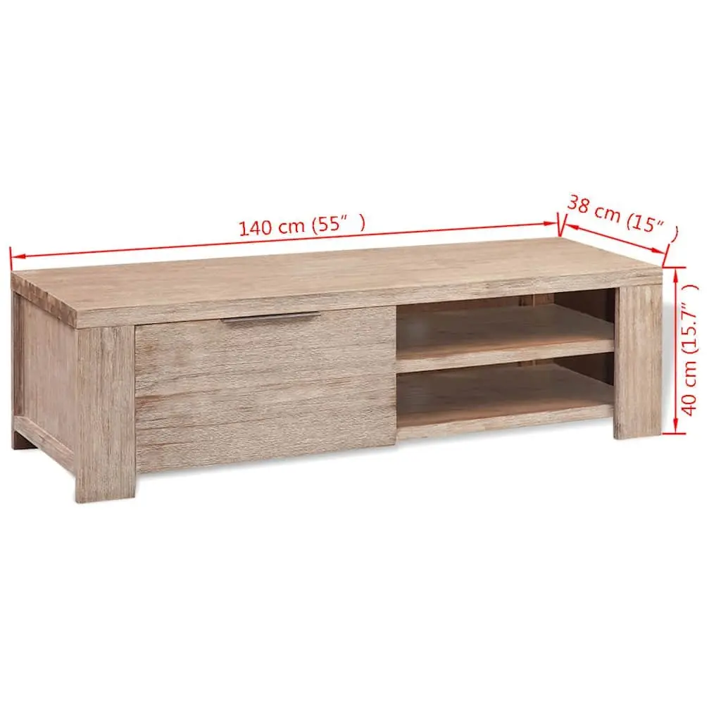 TV Cabinet Solid Acacia Wood Storage Unit 140 x 38 x 40 cm Beige