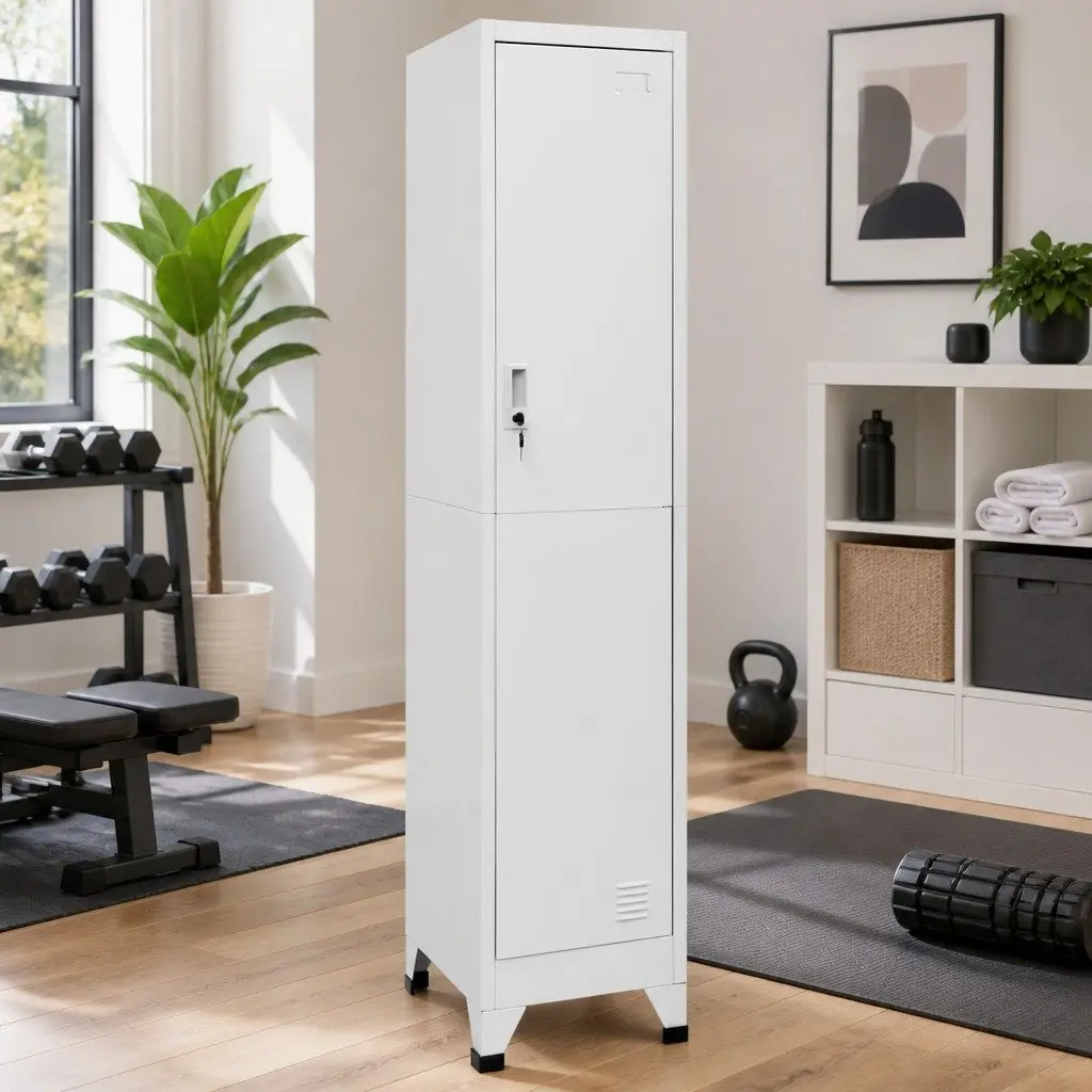 Locker Cabinet Grey Storage Unit 38 x 45 x 180 cm Industrial Decor