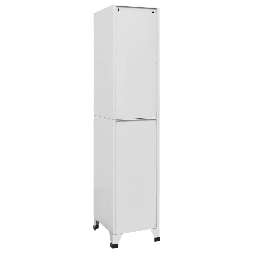 Storage Locker Cabinet 2 Compartments Hanging Bar Grey Steel