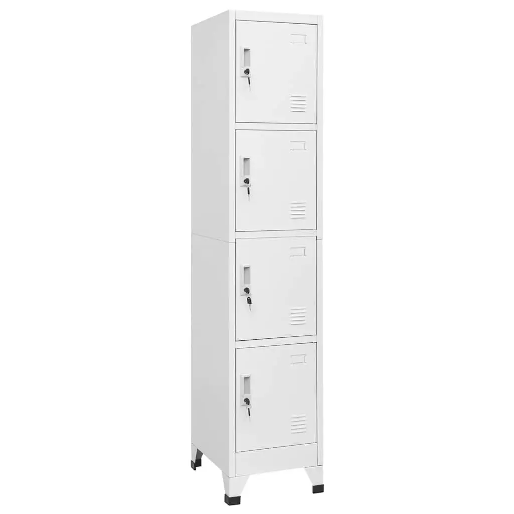 Locker Cabinet Industrial Storage 4 Compartments Grey Steel 38W x 45D x 180H cm