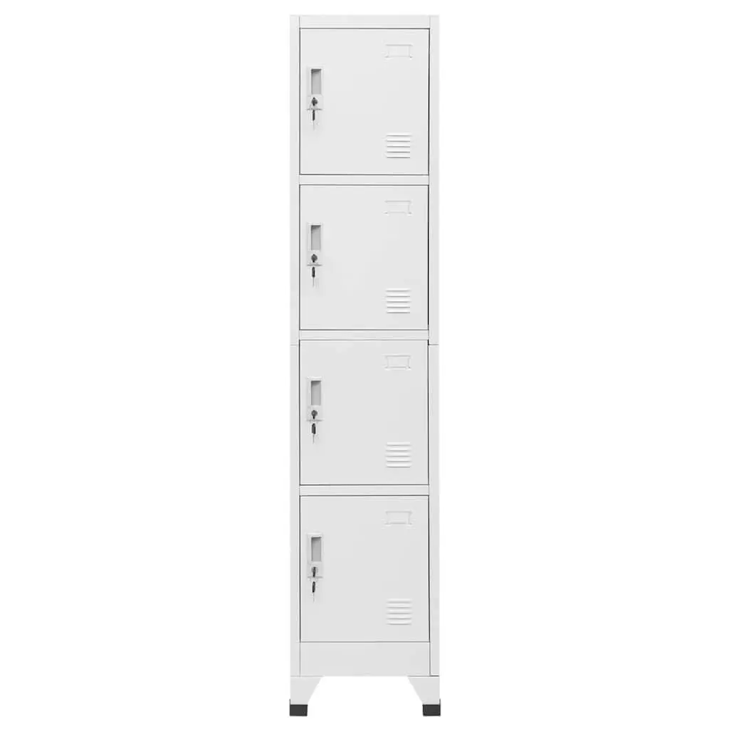 Locker Cabinet Industrial Storage 4 Compartments Grey Steel 38W x 45D x 180H cm