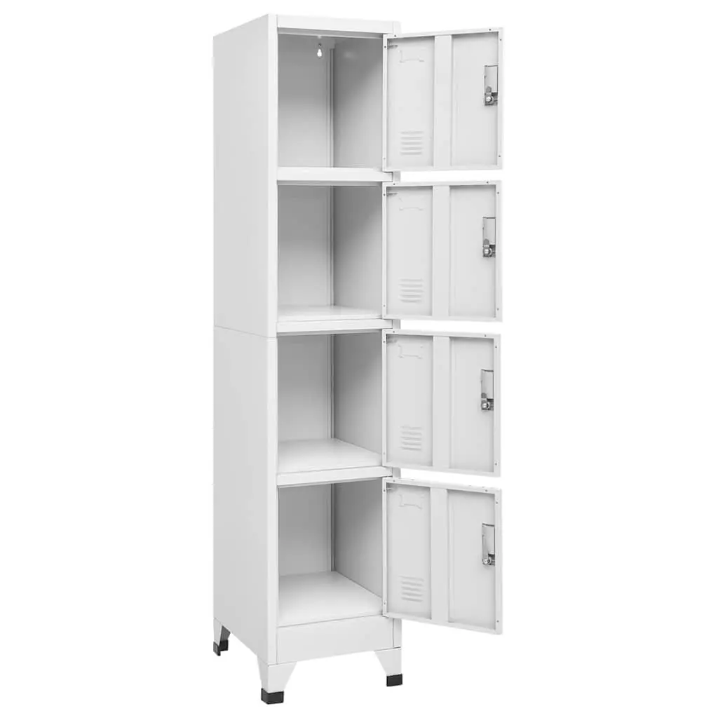 Locker Cabinet Industrial Storage 4 Compartments Grey Steel 38W x 45D x 180H cm