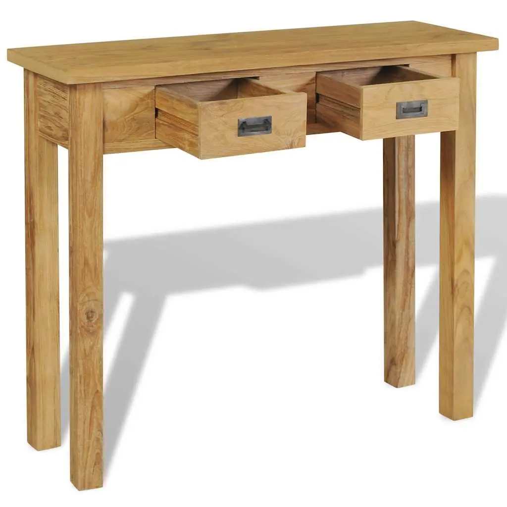 Console Table Solid Teak 90x30x80 cm with 2 Drawers Colonial Style End Table