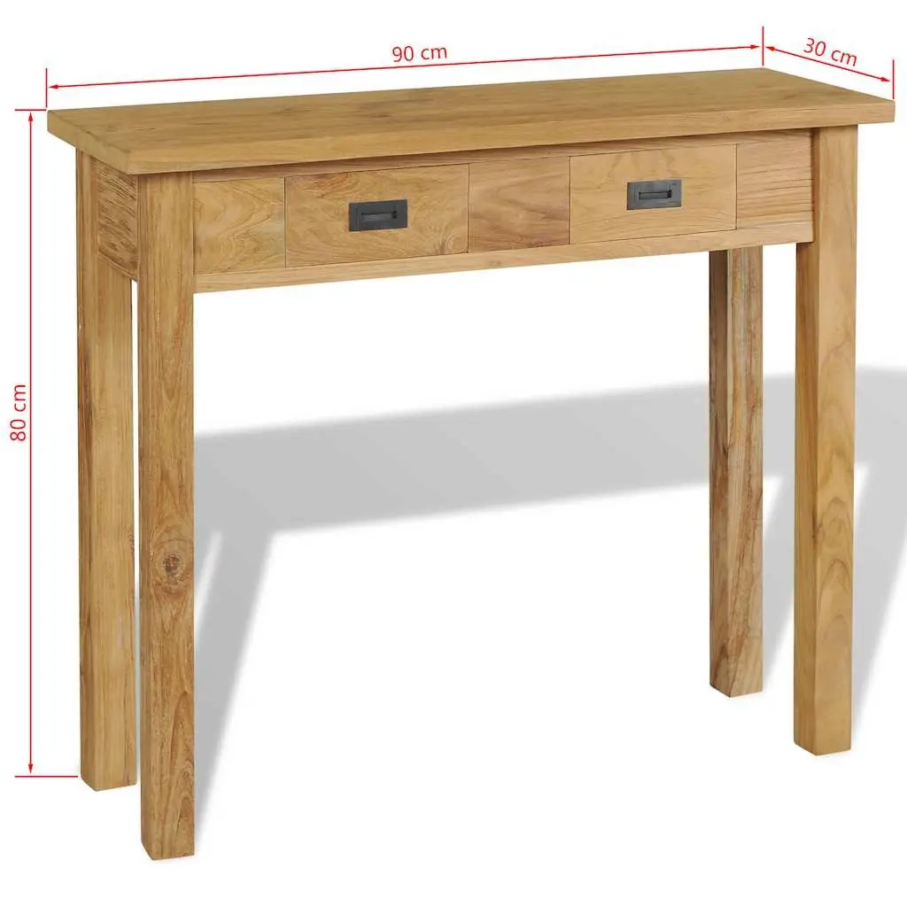 Console Table Solid Teak 90x30x80 cm with 2 Drawers Colonial Style End Table