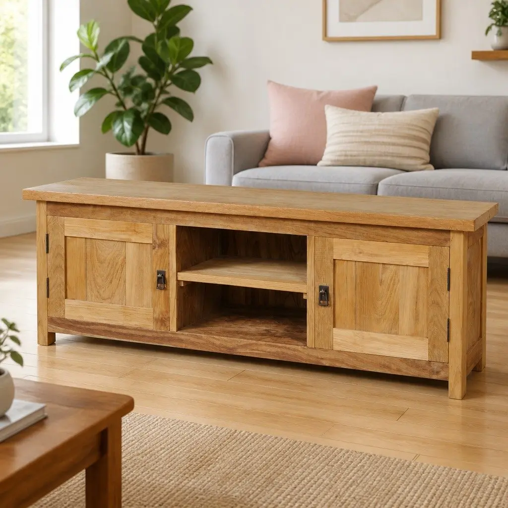 Solid Teak TV Cabinet 120x30x40 cm with Ample Storage