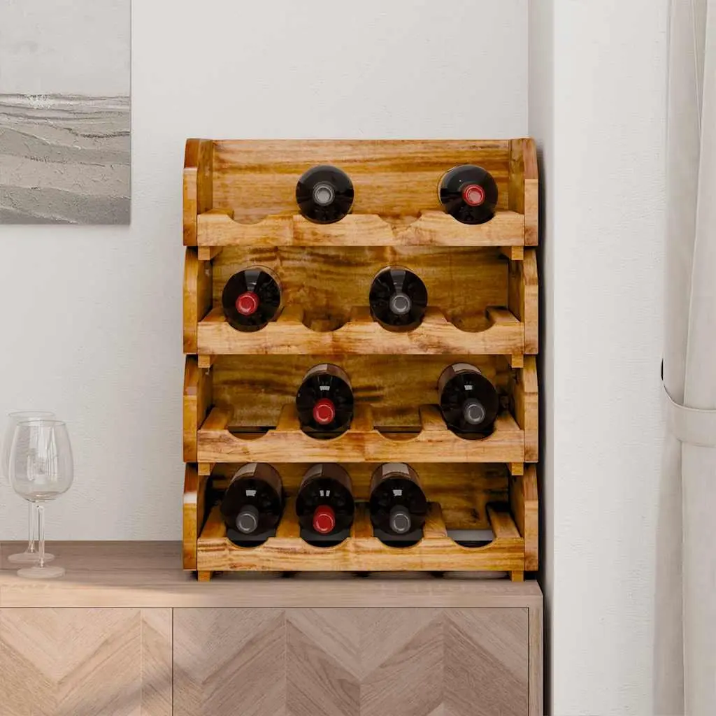 Wooden Wine Rack Set 4 Piece Storage Holder Stackable Display Brown