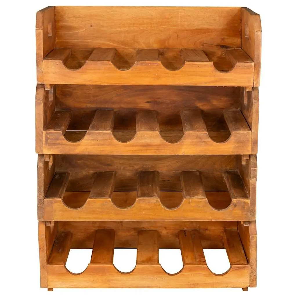 Wooden Wine Rack Set 4 Piece Storage Holder Stackable Display Brown