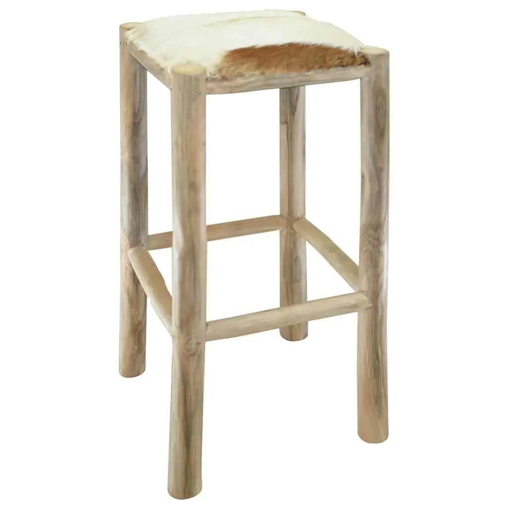 Bar Stool with Goatskin Leather Seat