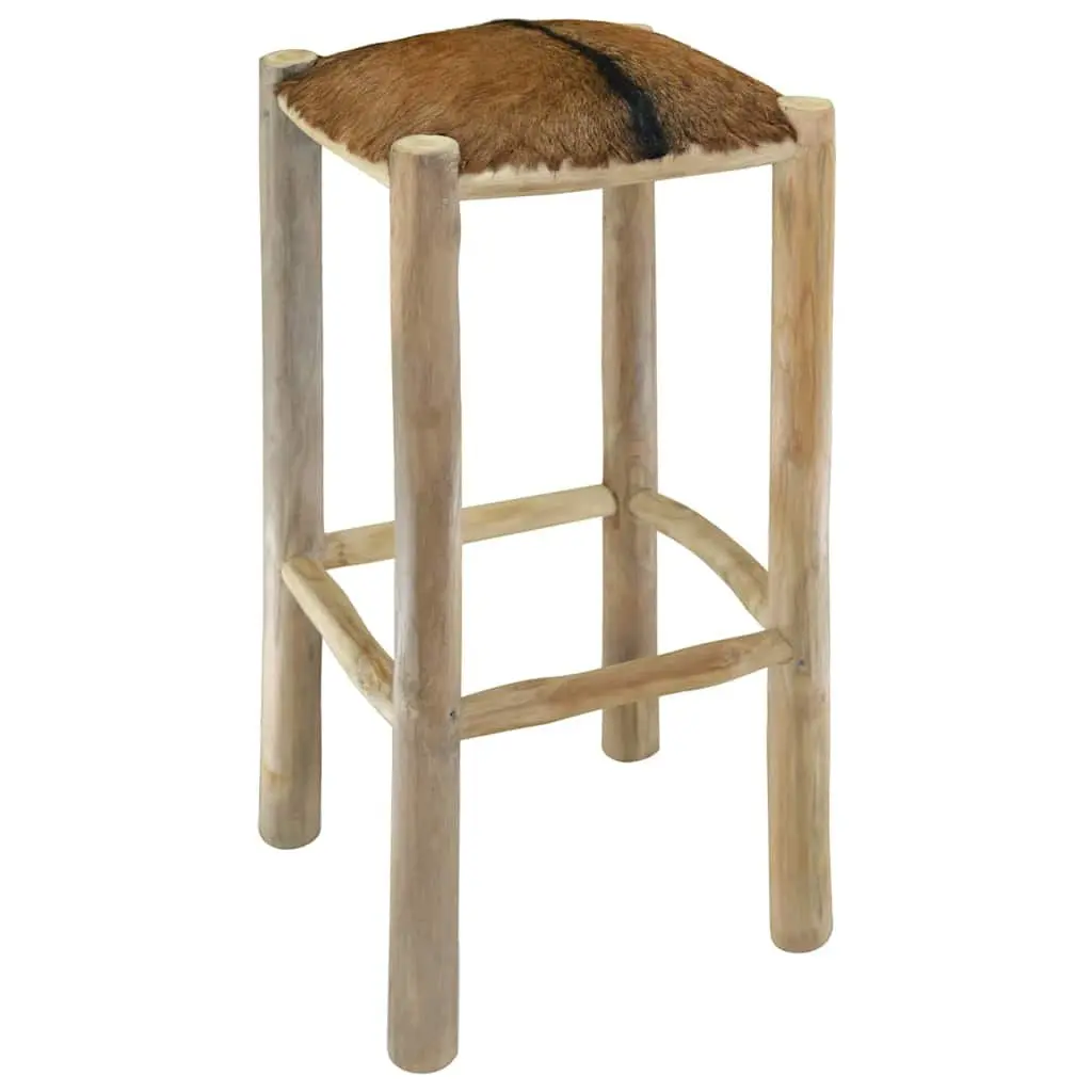 Bar Stool with Goatskin Leather Seat