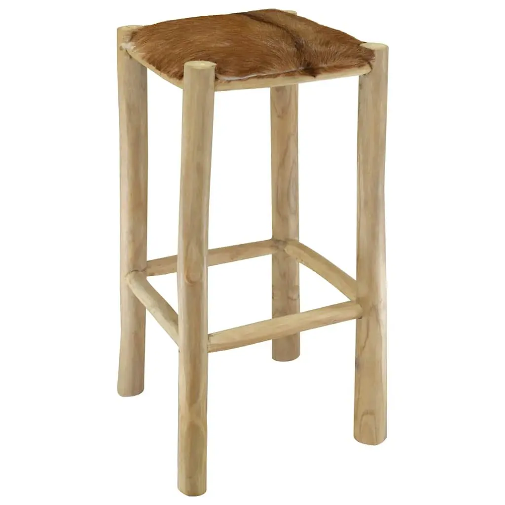 Bar Stool with Goatskin Leather Seat