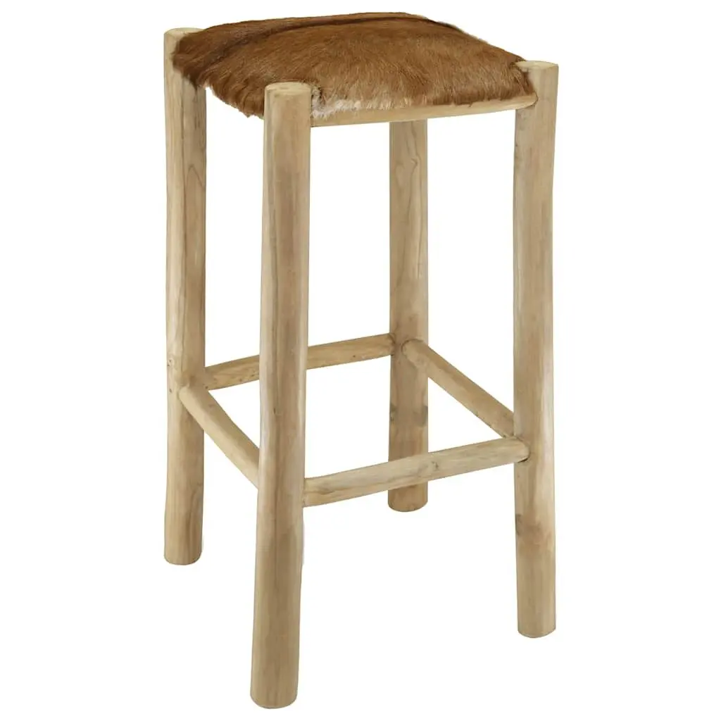 Bar Stool with Goatskin Leather Seat