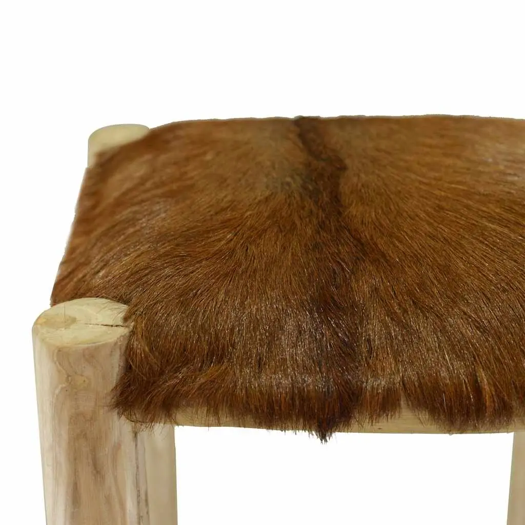 Bar Stool with Goatskin Leather Seat