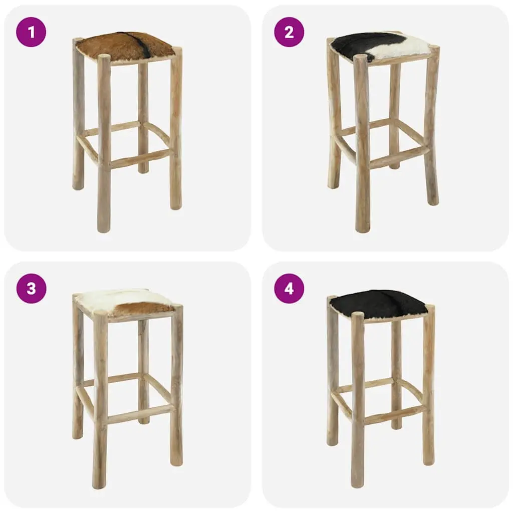 Bar Stool with Goatskin Leather Seat